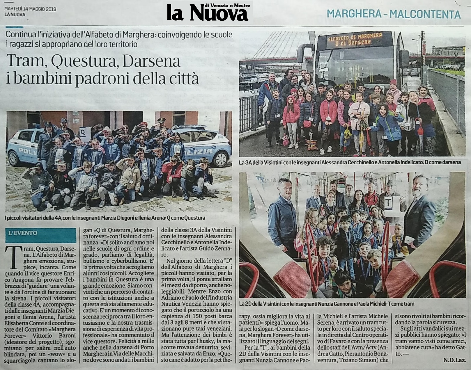 14 maggio 2019 rassegna stampa - articolo La Nuova Venezia - Alfabeto di Marghera forever per lo Sviluppo Sostenibile 2019
